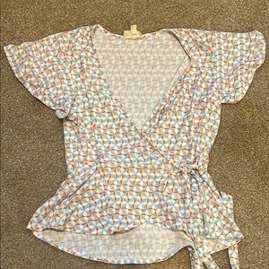 NWOT Meraki Geometric Print Wrap‎ Top Large